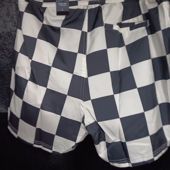 NWT I.N.C swim wear cream and black checkered size Large - Picture 3 of 5